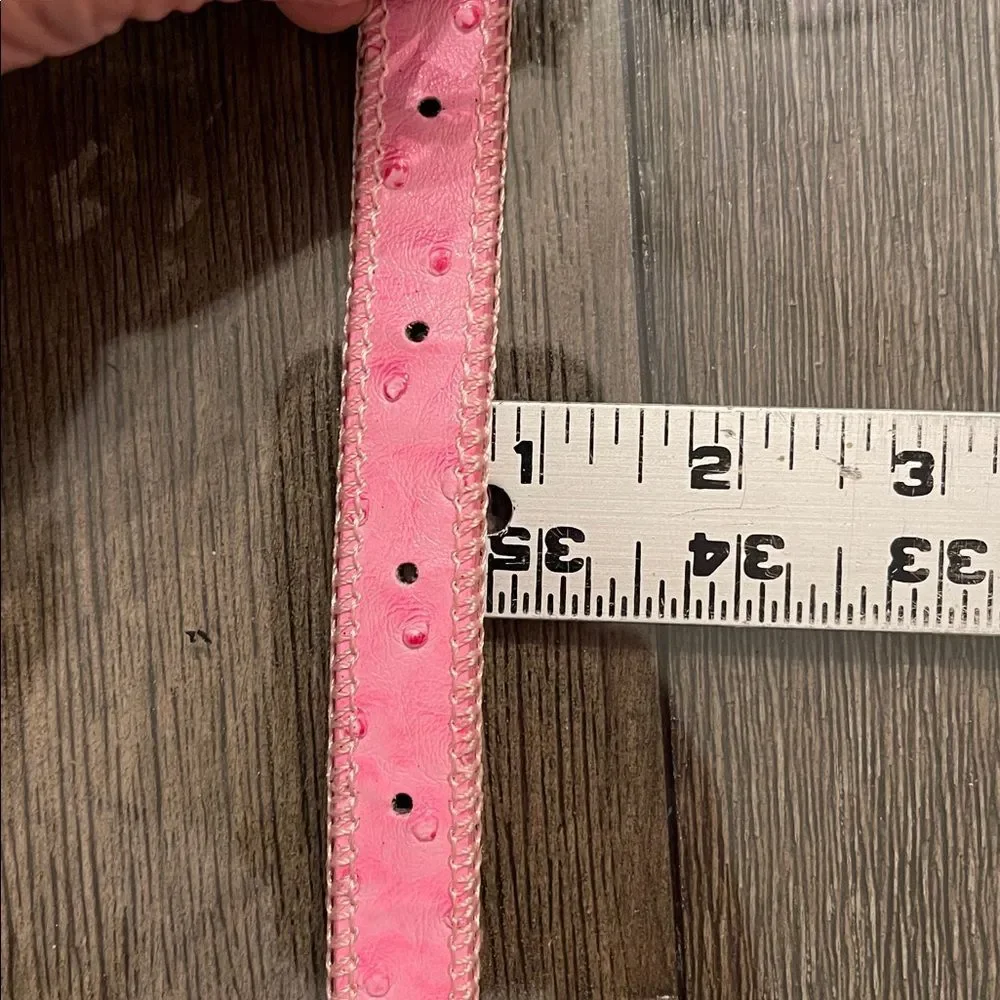 SHYANNE GIRL'S OSTRICH PRINT RHINESTONE BELT Pink Rhinestone Studded Belt